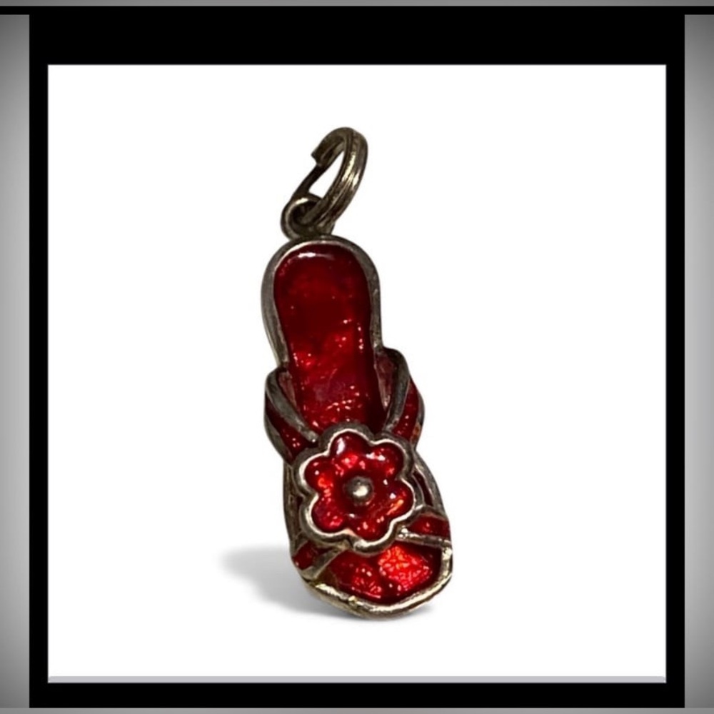 Sterling Silver Enamel Sandal Charm Pendant